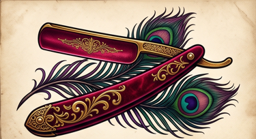 An ornate hair iron with peacock feathers